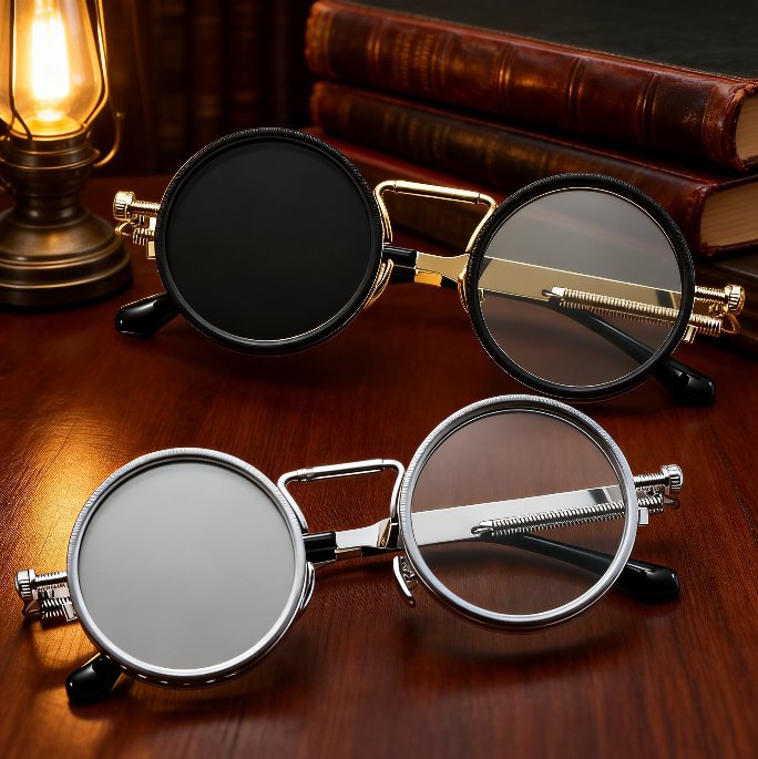 Adaptive Light Filter Round Sunglasses, Clear Vision Safety Glasses