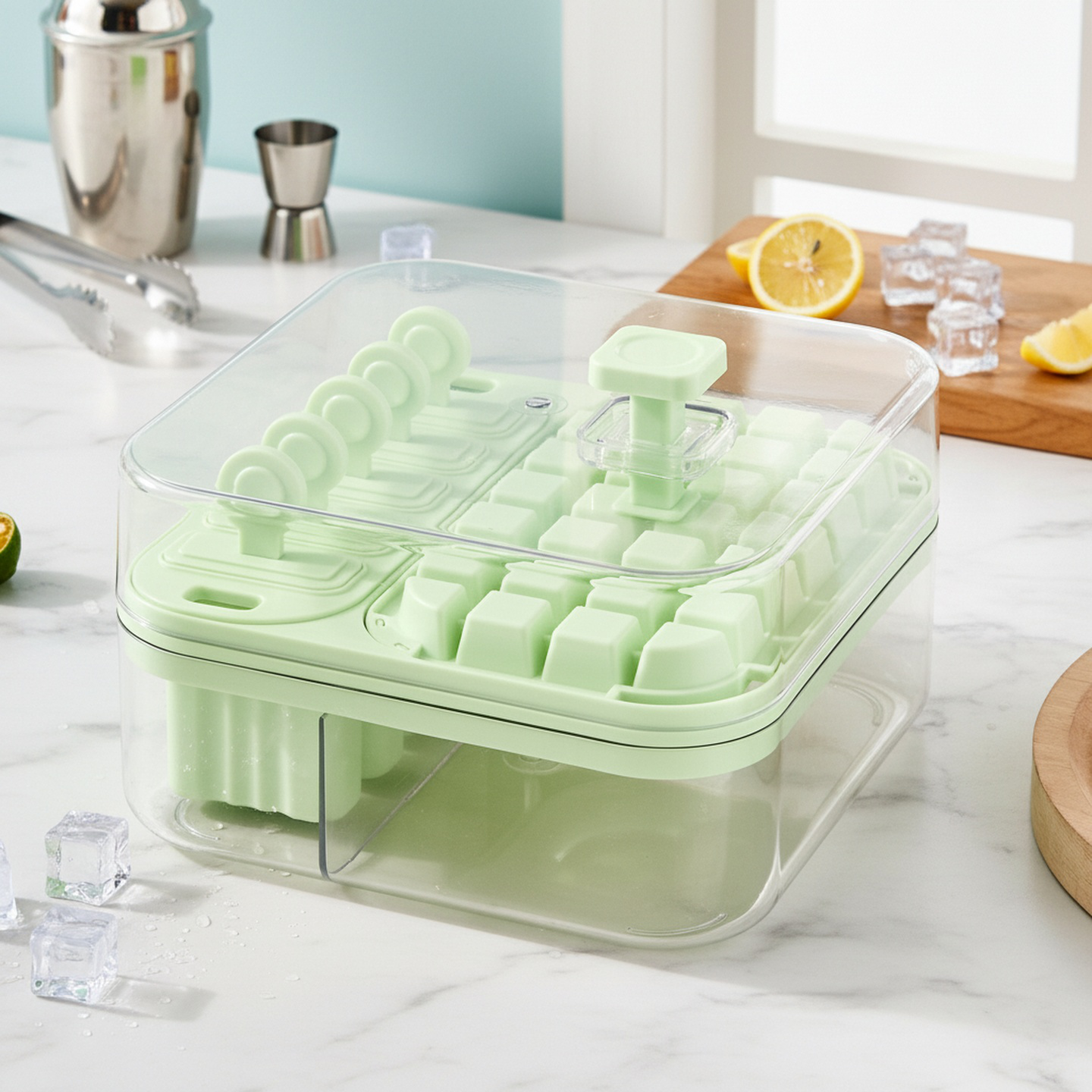 Versatile ice tray and maker for home kitchen