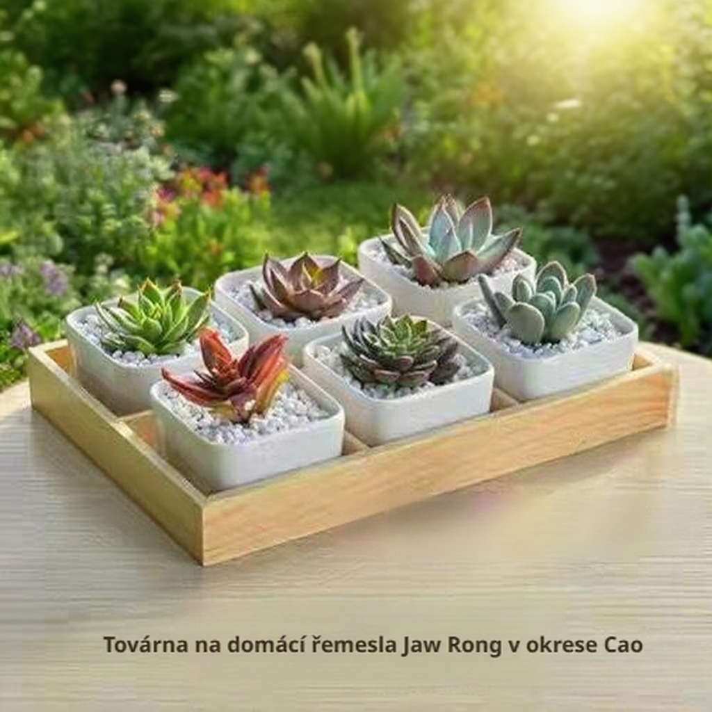 Český: Šestidílný podnos na květináče pro sukulenty