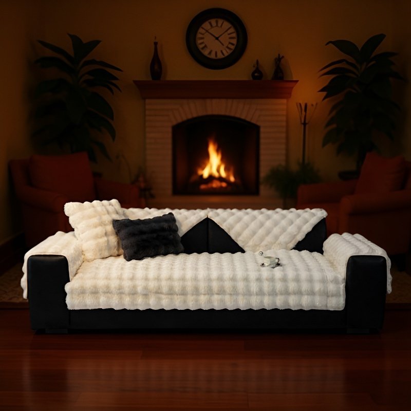 Manta de Sofá de Invierno con Felpa Gruesa, Protector de Sofá Cálido