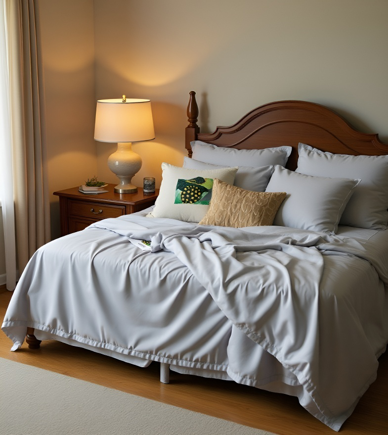 Elegant silk comforter set with matching pillow shams