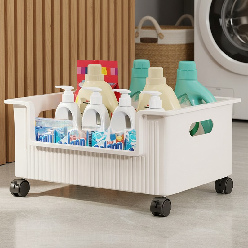 Bathroom cabinet under the shelf toilet sink movable laundry detergent rack balcony washing machine 
