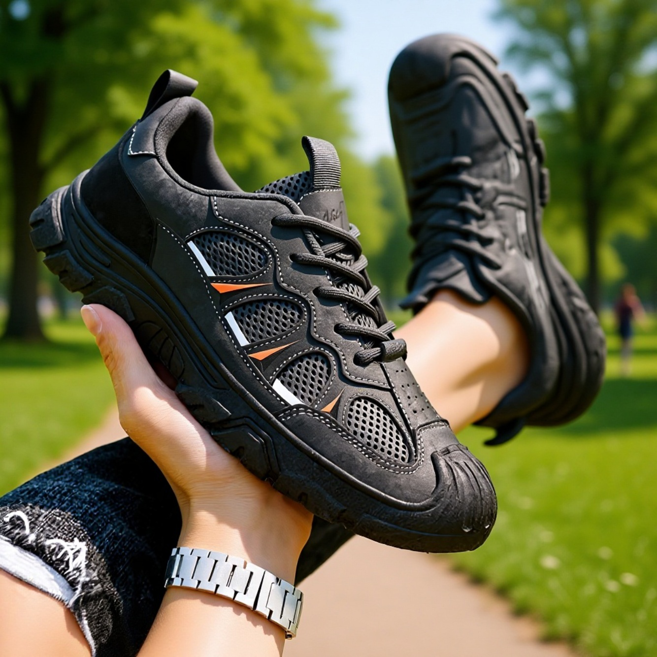 ソフトソールシューズメンズ2025新しい滑り止め耐摩耗労働保護靴アウトドア通気性ハイキングシューズスポーツメンズシューズ