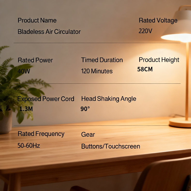 Household Bladeless Quiet Floor Fan with Hot and Cool Air Circulation