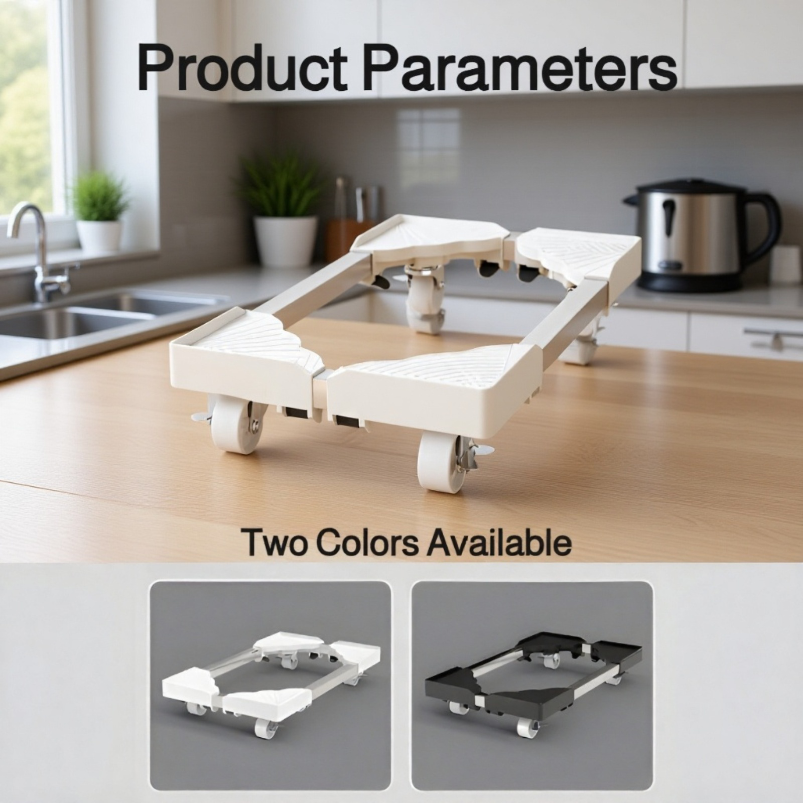 Square Plant Stand, Pot Holder Plate, Movable Plant Pot Stand with Casters, Adjustable Size, 360° Mo