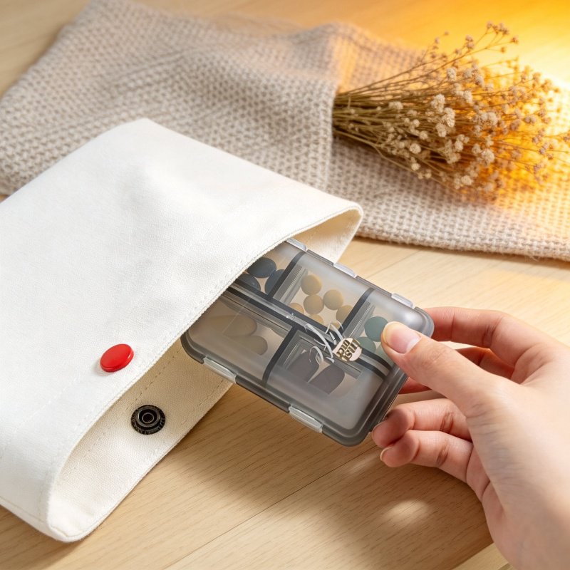 Tragbare transparente versiegelte Pillenbox mit Fächern
