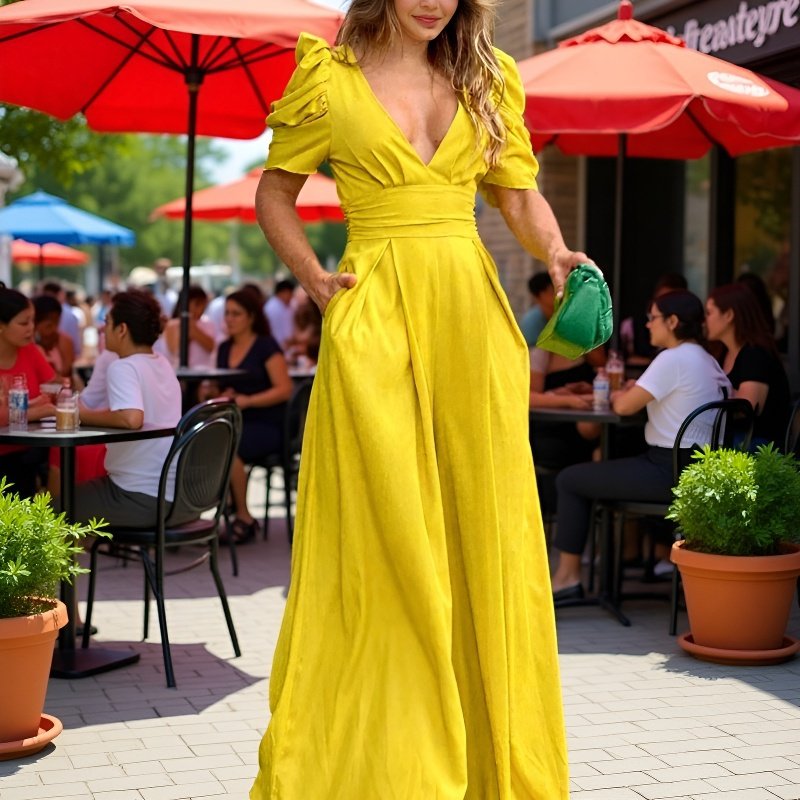 جمبسوت نسائي واسع الساق بمقاس كبير