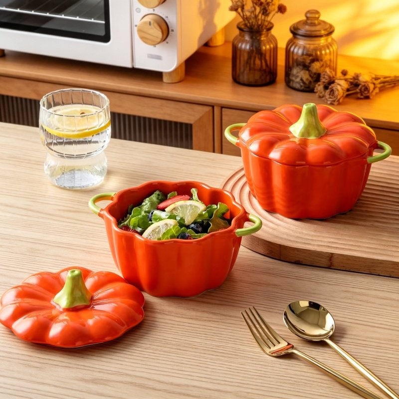 Langlebige Keramikschale mit farbiger Glasur und Deckel