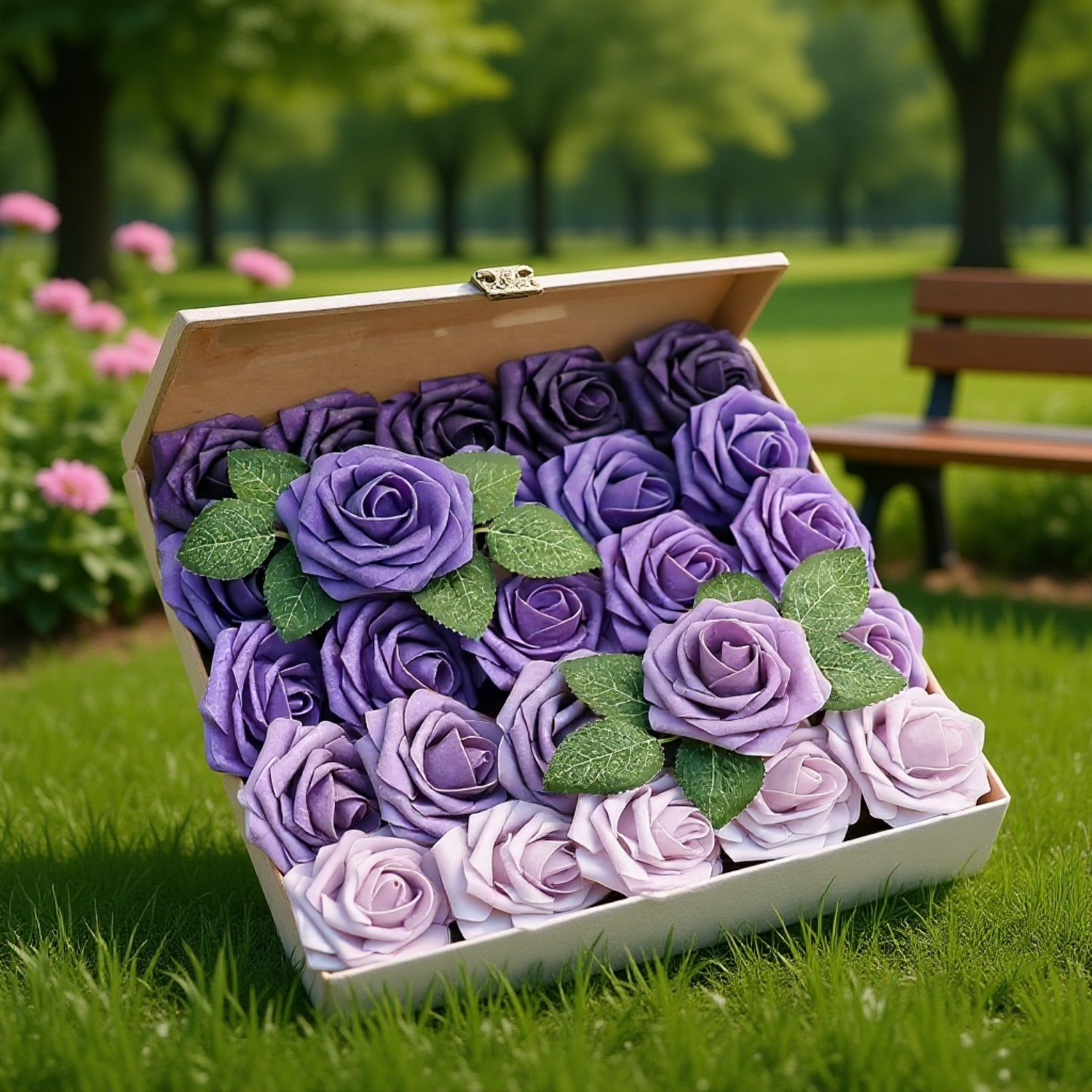 Rosas artificiales de alta calidad en ramo