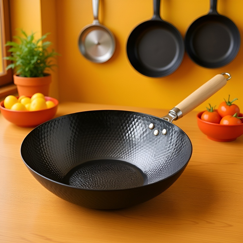 Sartén sin recubrimiento para cocina, apta para estufa, diseño humanizado