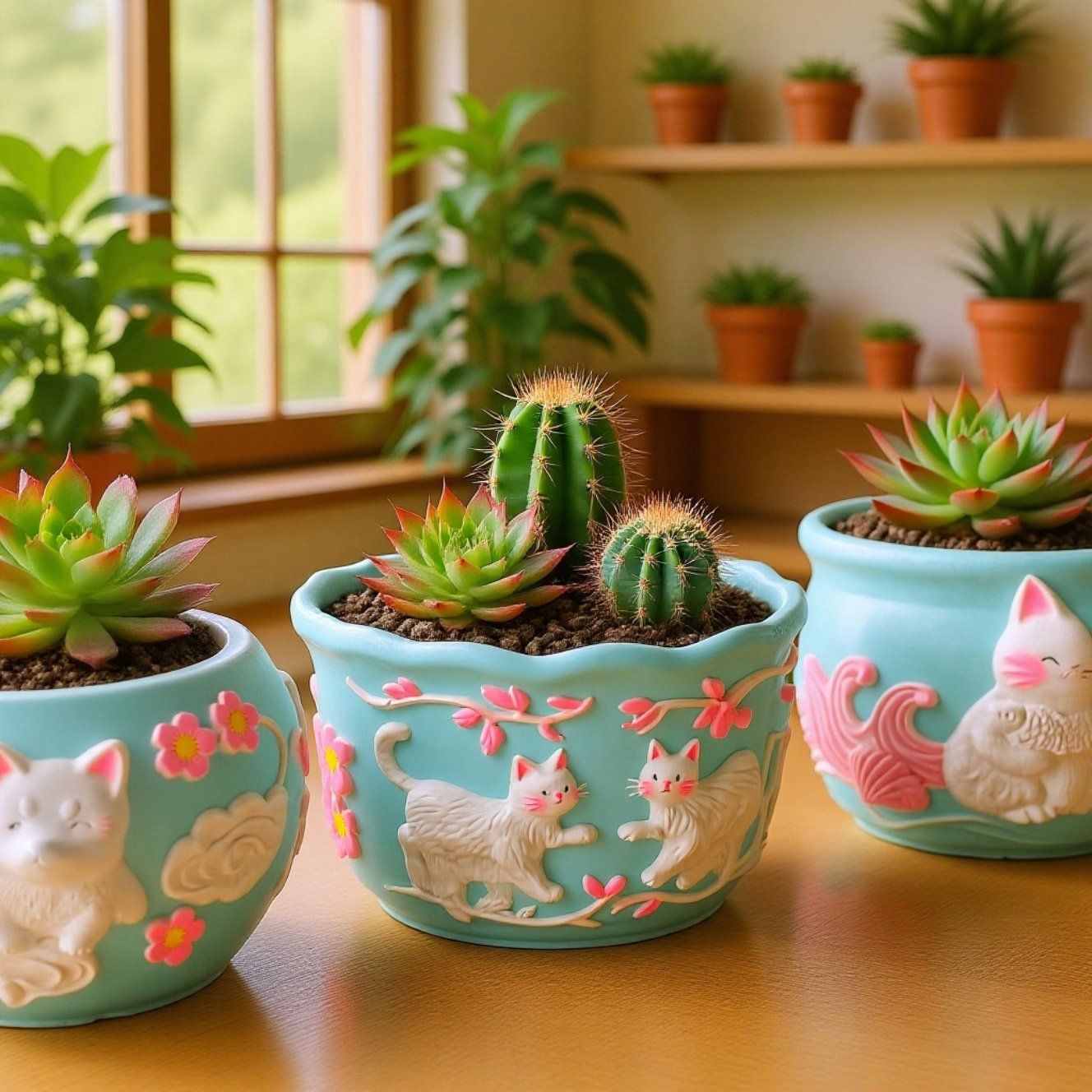 Jia Hui Mei 動物石膏植木鉢シリコン型 DIY 子猫と子犬のレリーフ石膏エポキシポッティング型