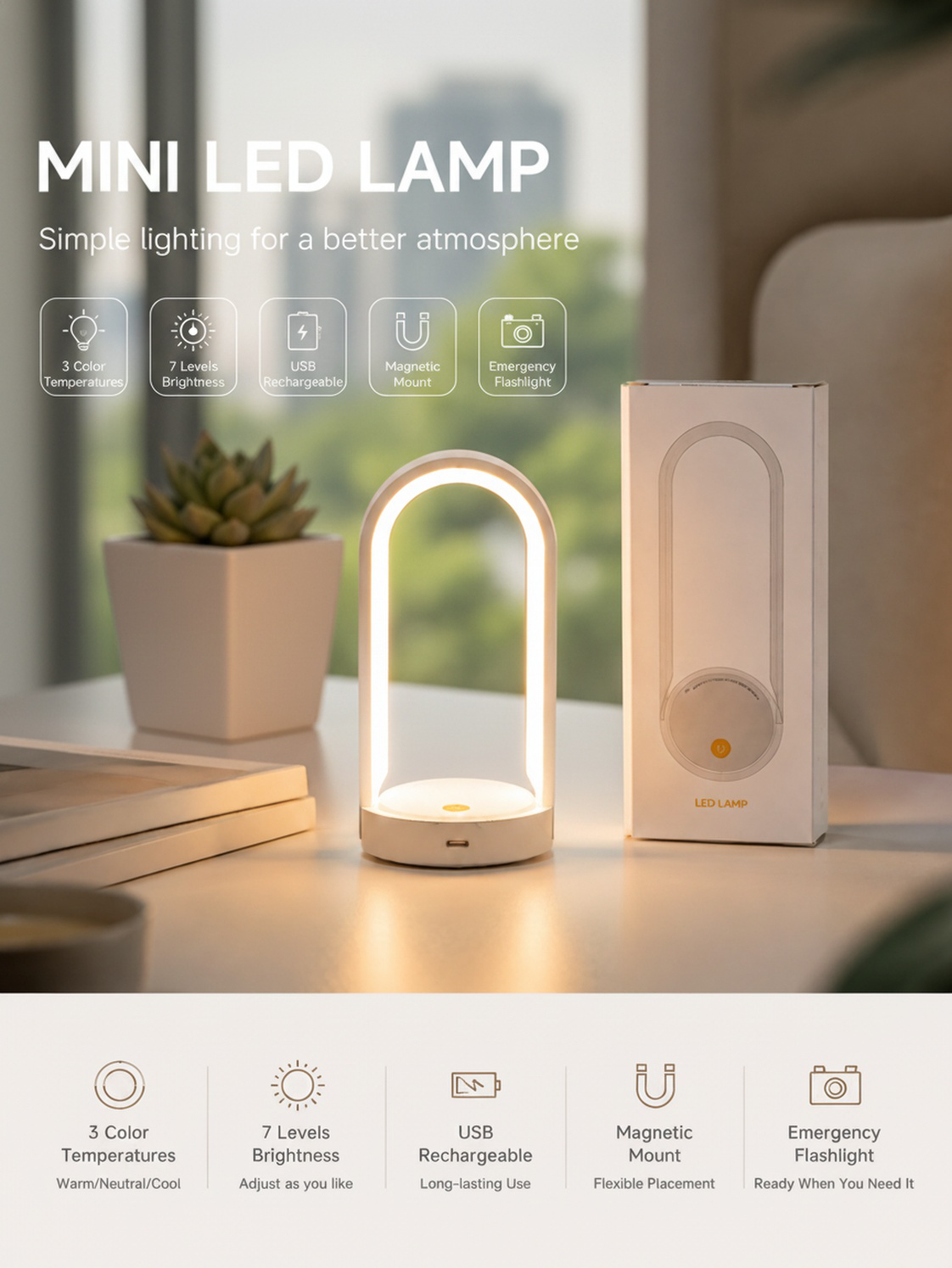 Foldable multifunctional night light with phone stand