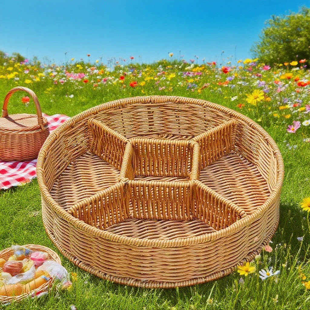 辦公室桌面編織分格收納籃應用