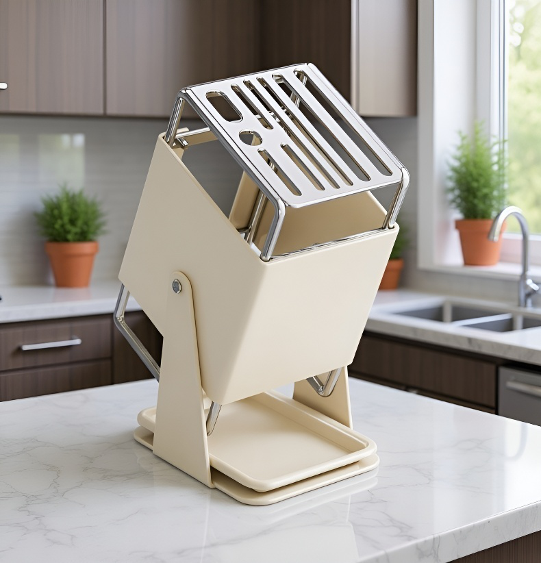 キッチンカウンターに設置されたナイフラック