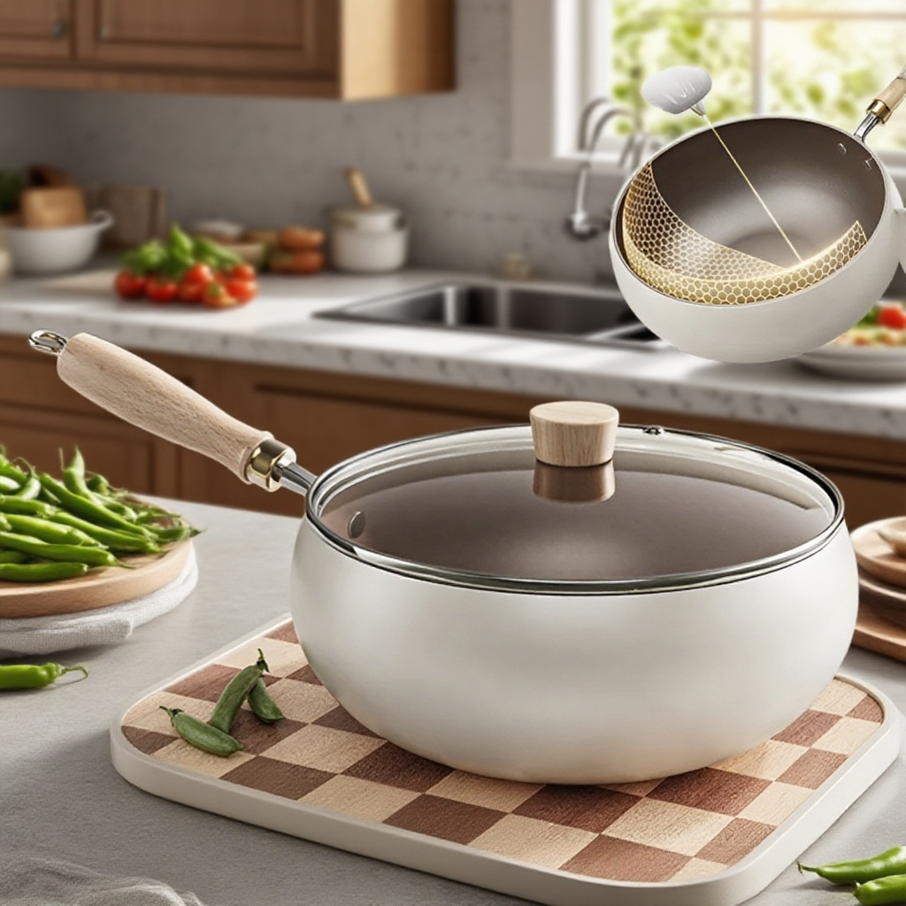 【여성의 든든한 도우미】신형 티타늄 크리스탈 세라믹 대용량 냄비