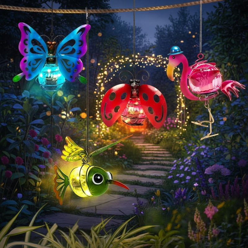 Solar-powered garden hanging decorative lights
