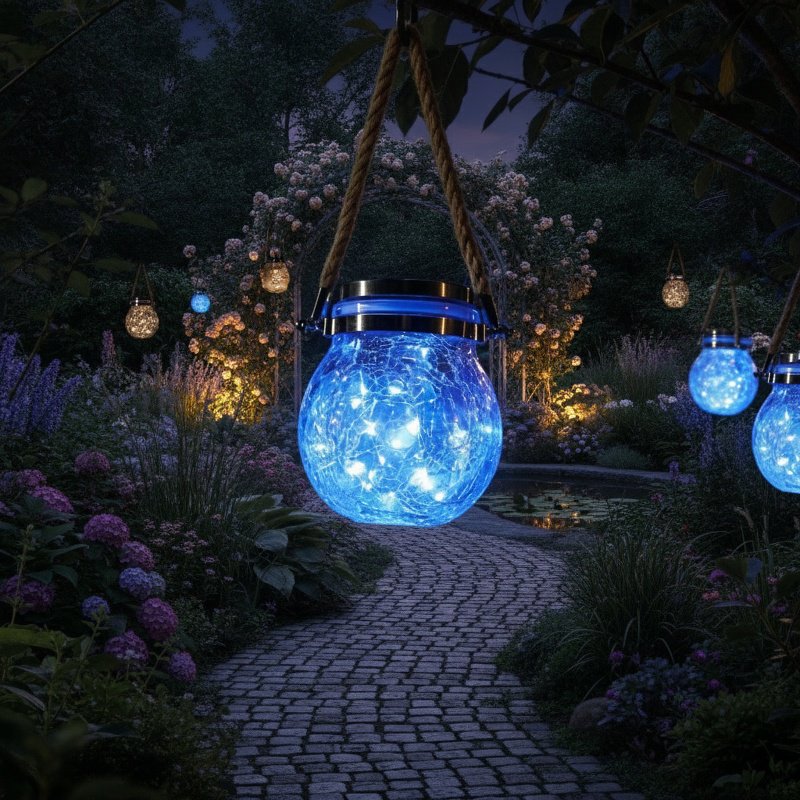 Ambiente cálido creado por lámparas solares decorativas