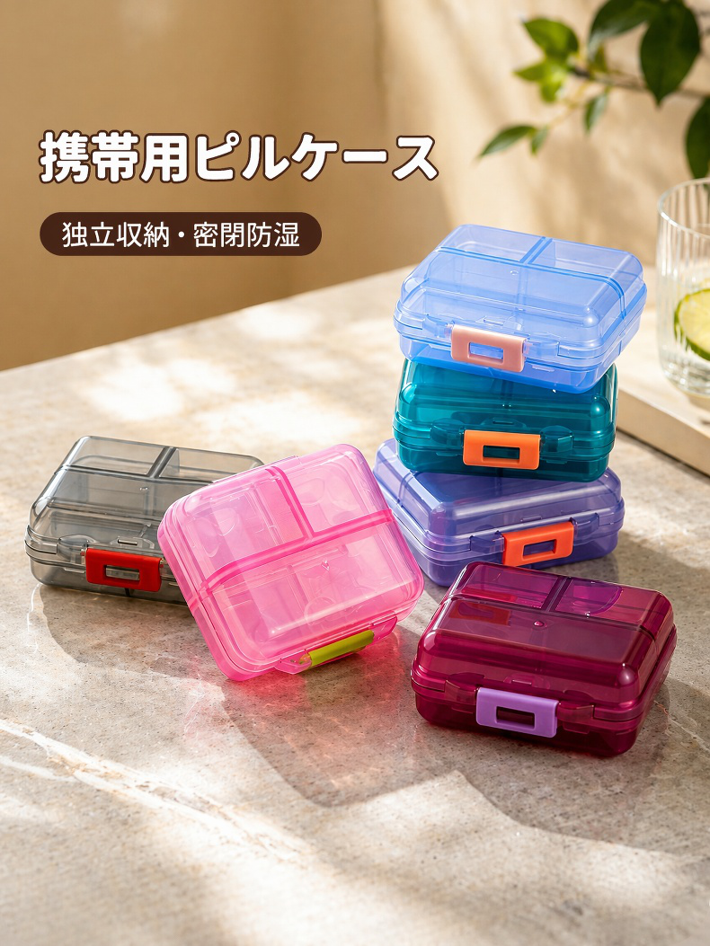7区画携帯用防湿密封ピルケースの全体画像