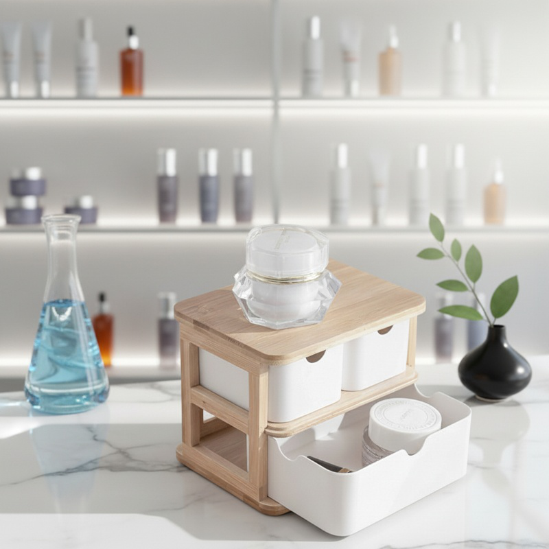 Bamboo fiber organizer with multiple compartments