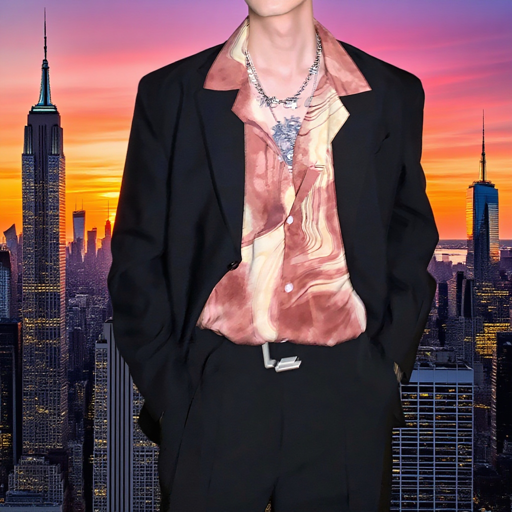 ハイエンドのシンプルなカジュアルスーツジャケットメンズルーズニッチスーツレトロ多用途ショルダーパッドスーツ