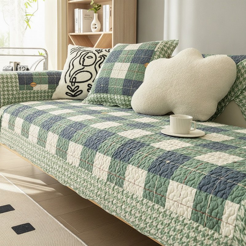 Modern nonslip cushion cover with plaid fabric