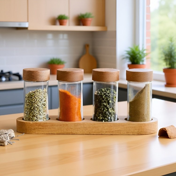 Glass food storage jar with modern design