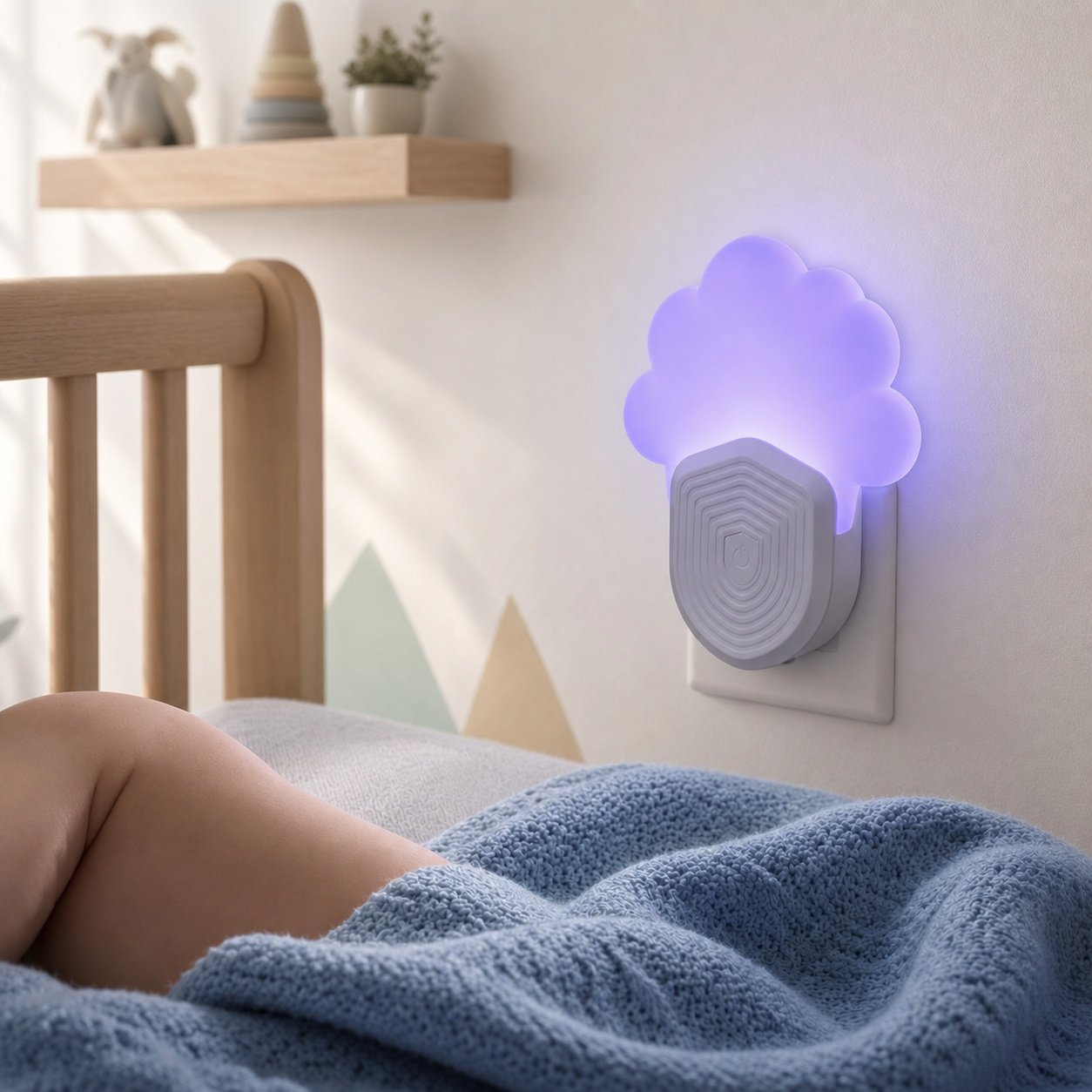 Lámpara mata mosquitos silenciosa de luz azul con forma de nube
