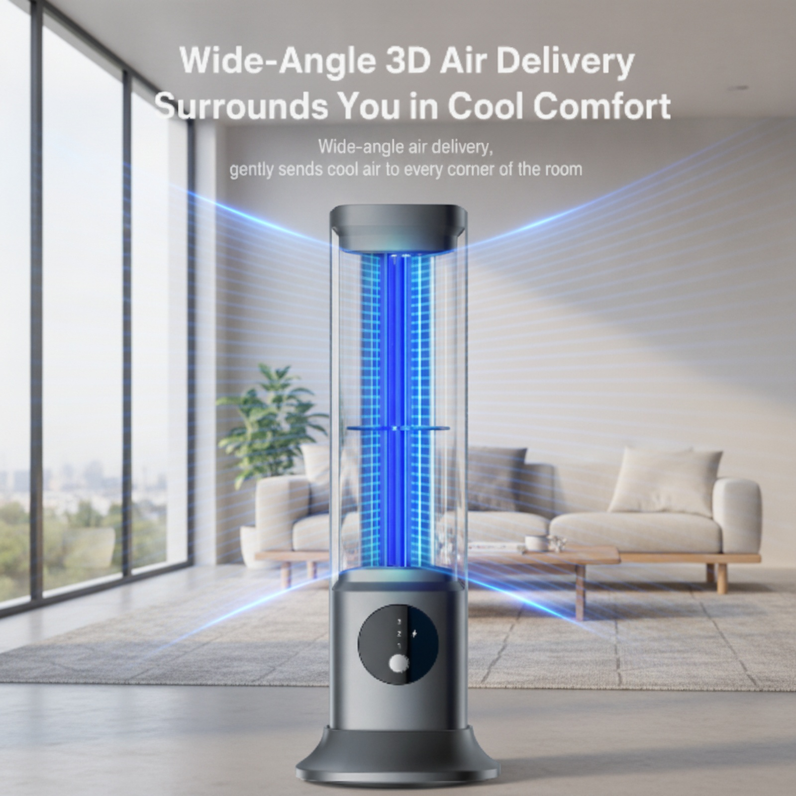 Desktop Bladeless Tower Fan, Small Table Fan