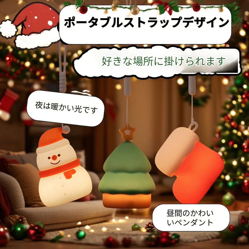 クリスマスサンタクロースライト付きギフト飾り