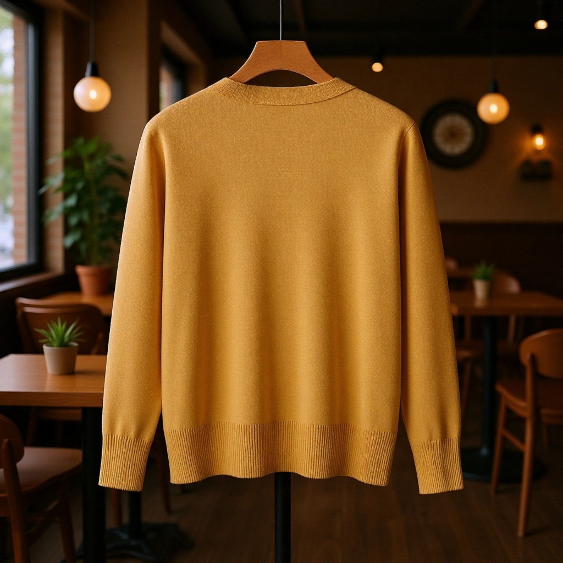 秋冬にぴったりな長袖ニットウェアの着用イメージ