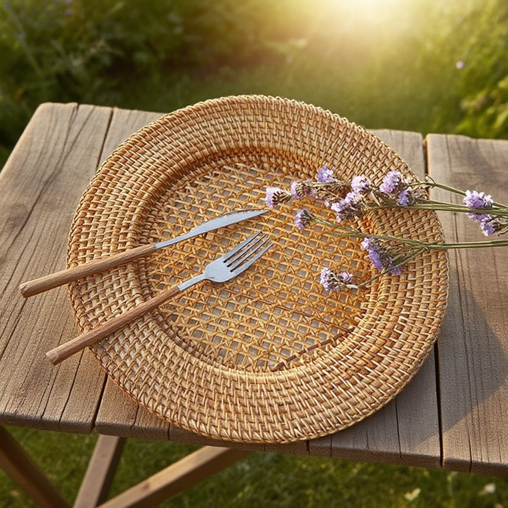 手工編織圓形防燙隔熱藤編餐墊