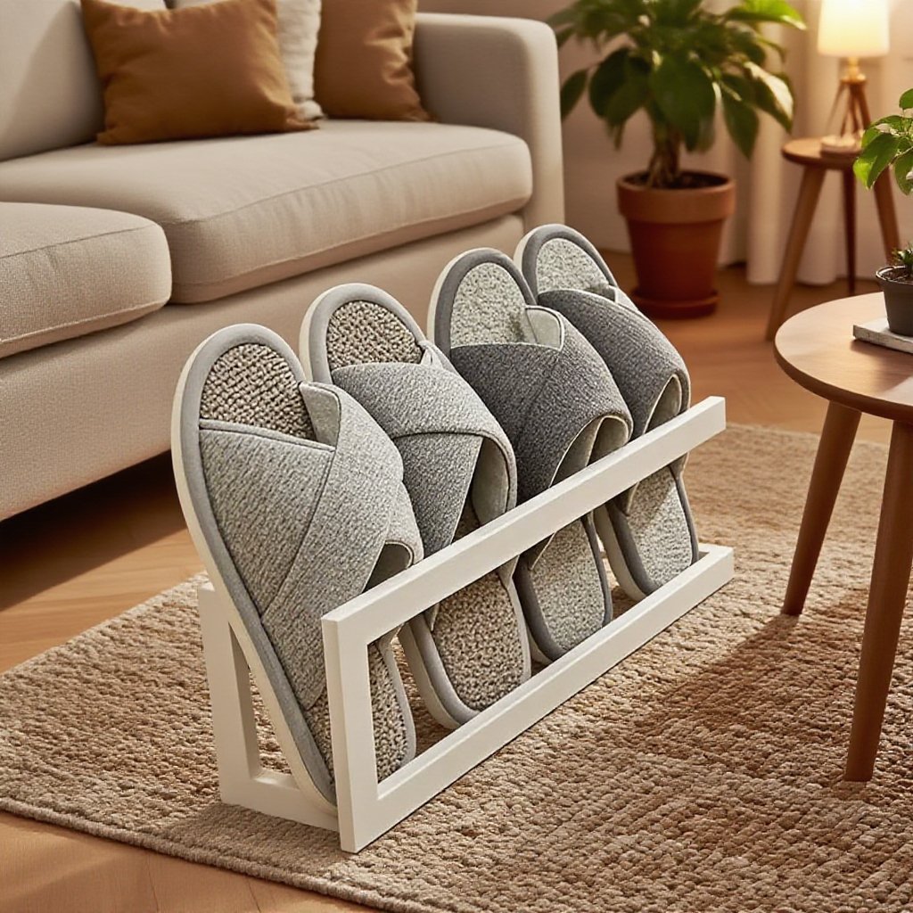 Kovový držák na pantofle do koupelny