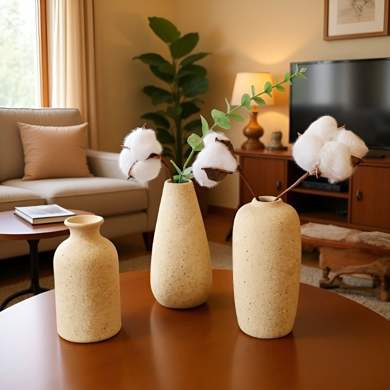 Fehér matt skandináv kerámia váza 