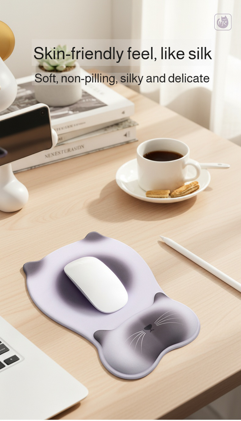 Cute cat design silicone wrist rest pad