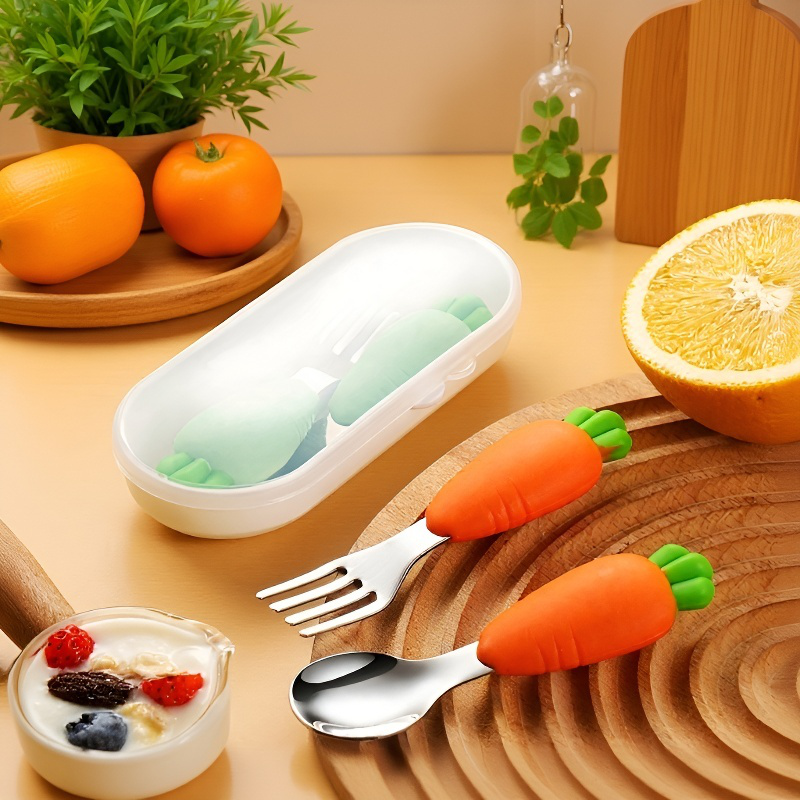 Baby Cartoon Strawberry Tableware Spoon and Fork Set