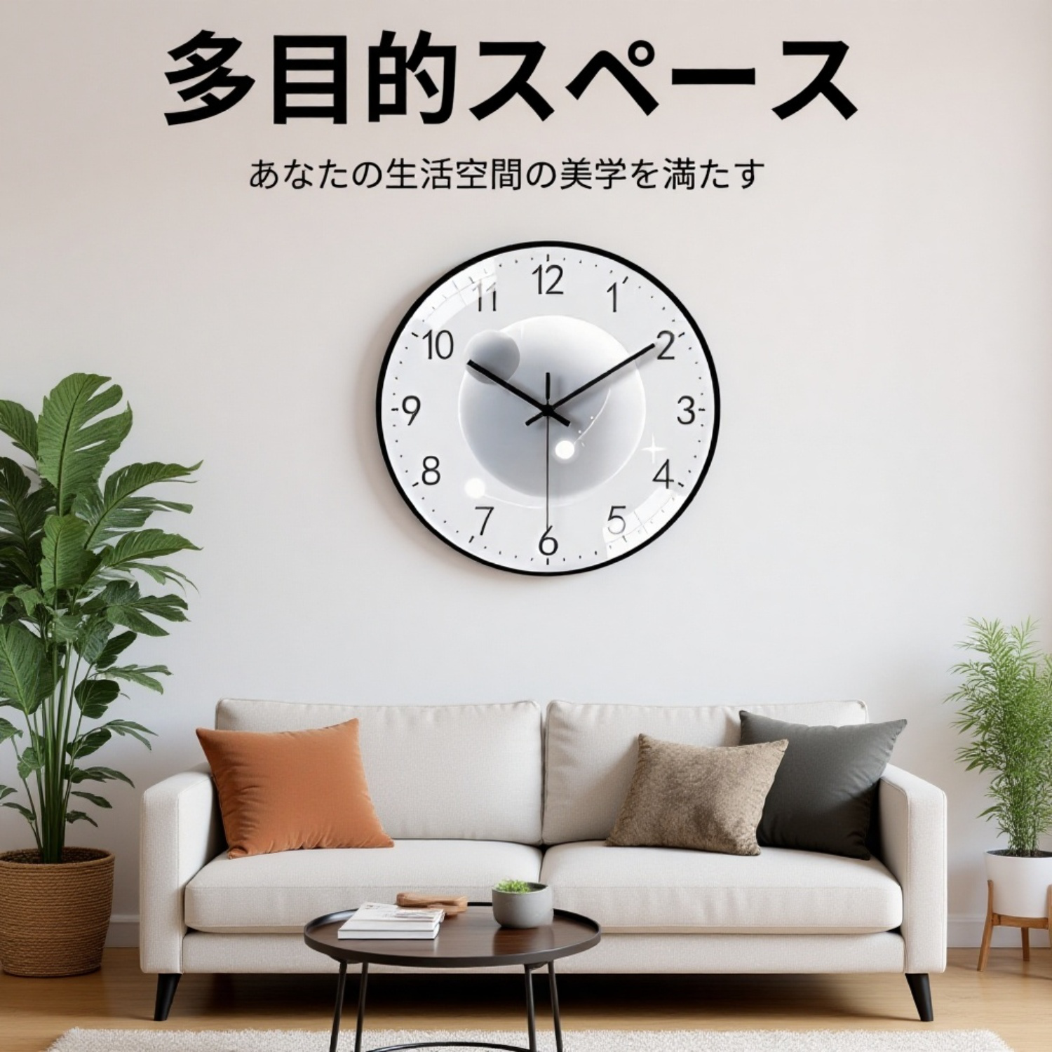 リビング用静音壁掛け時計 個性的な装飾
