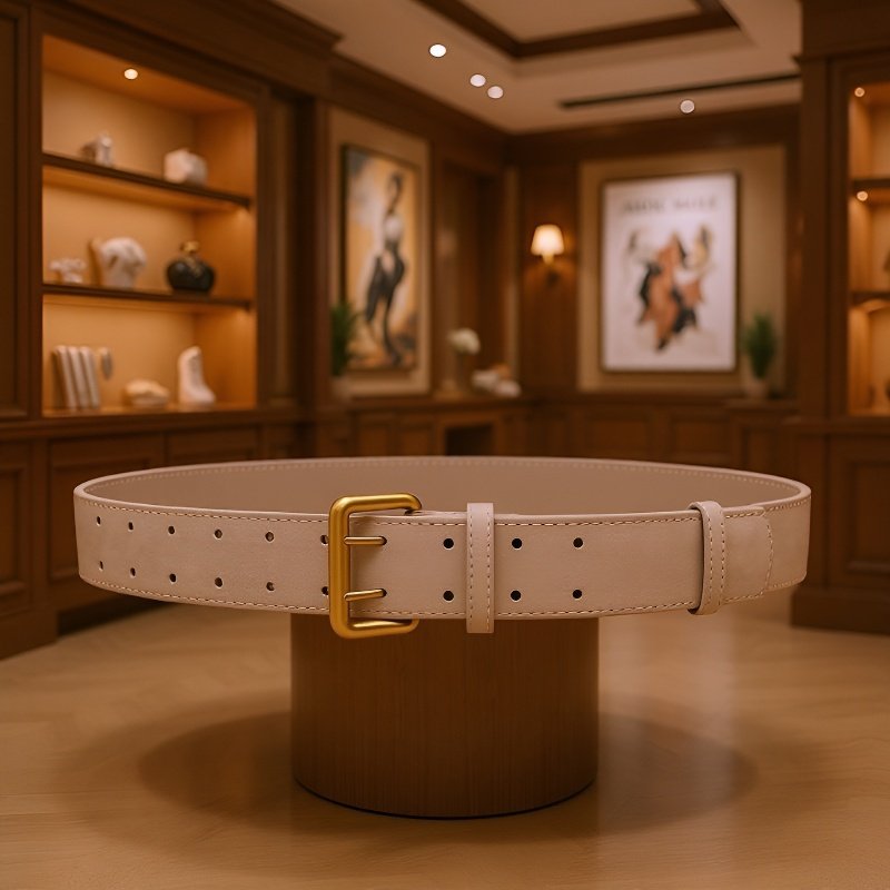  Cinturón de cuero escarchado de doble botonadura para mujer