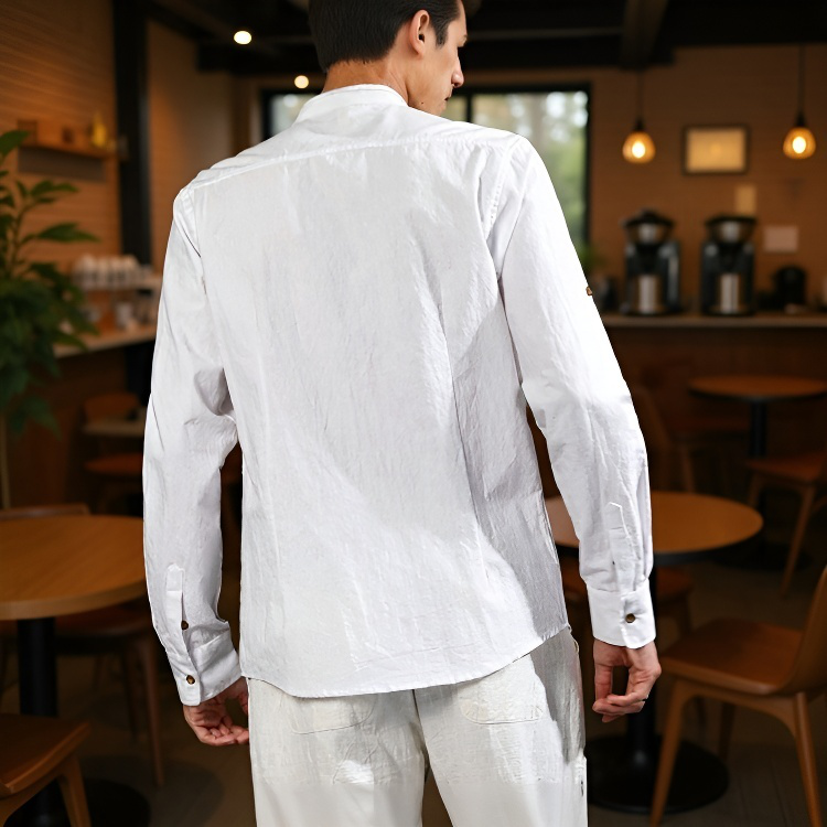 가을 겨울 스타일 남성 린넨 셔츠