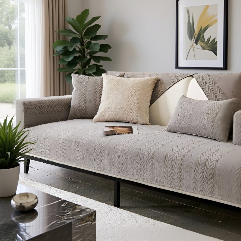 シュニール織ソファカバー ソファカバー ピュアカラー 滑り止め ホームユース ナチュラルコンフォート