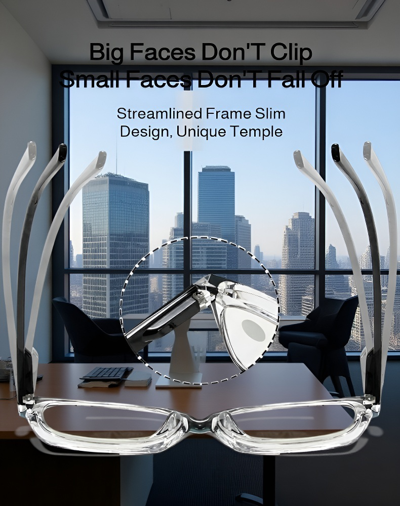 Lightweight anti-blue light reading glasses on desk