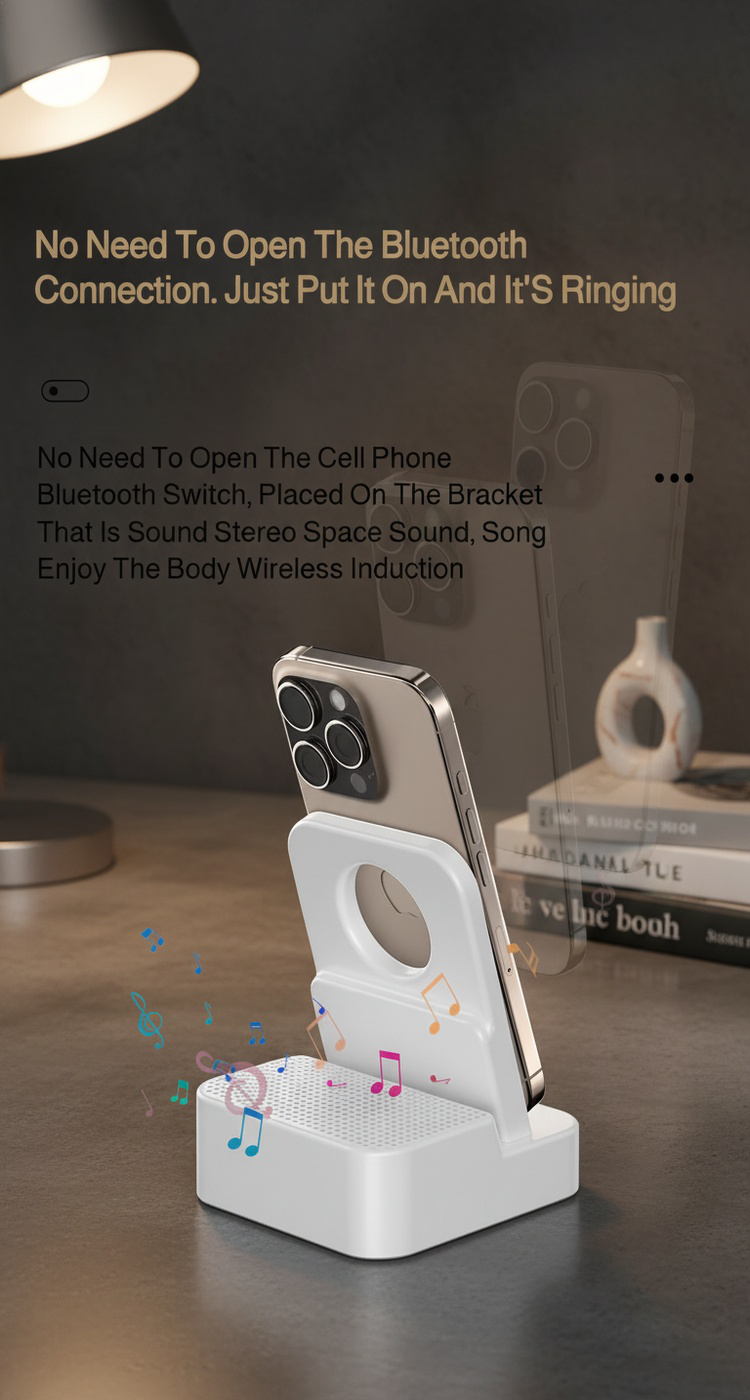 Portable Wireless Speaker with integrated phone holder