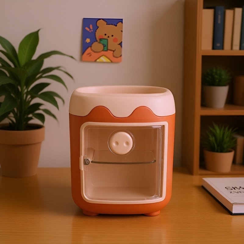 学生向けカートン文具プラスチックペンケース 子供学校用ペン立て 四角収納ボックス