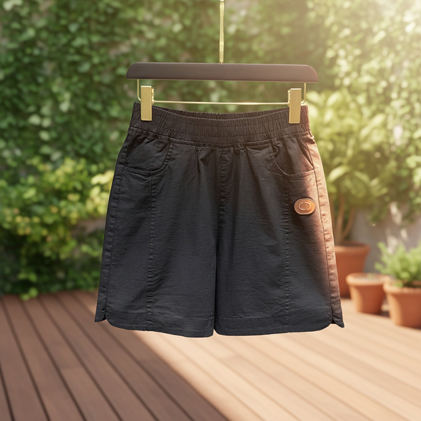 女性用ハイウエストコットンリネンショートパンツ、薄手の夏用リネン五分丈パンツ、ストレートレッグ、ゆったりとしたフィット感、スリムに見え、汎用性が高く、カジュアルで、外出着として適しています。