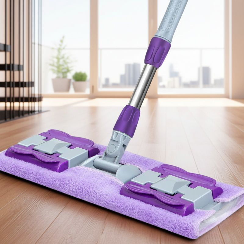 Serpillère plate absorbante, utilisable à sec et humide, pour nettoyer les parquets