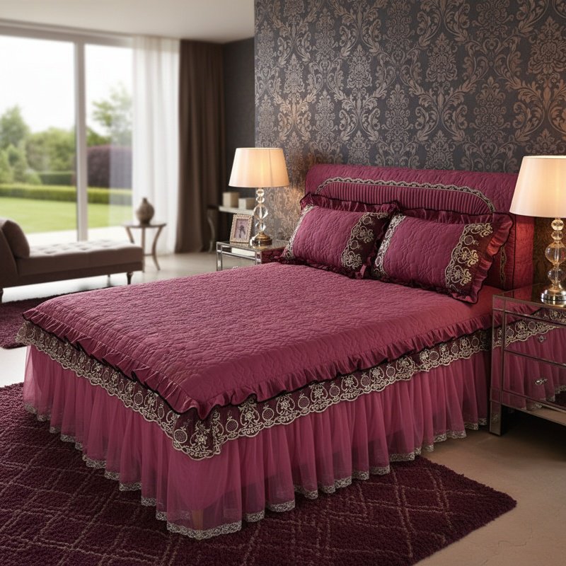Cross Border Bed Skirt 3-Piece Set