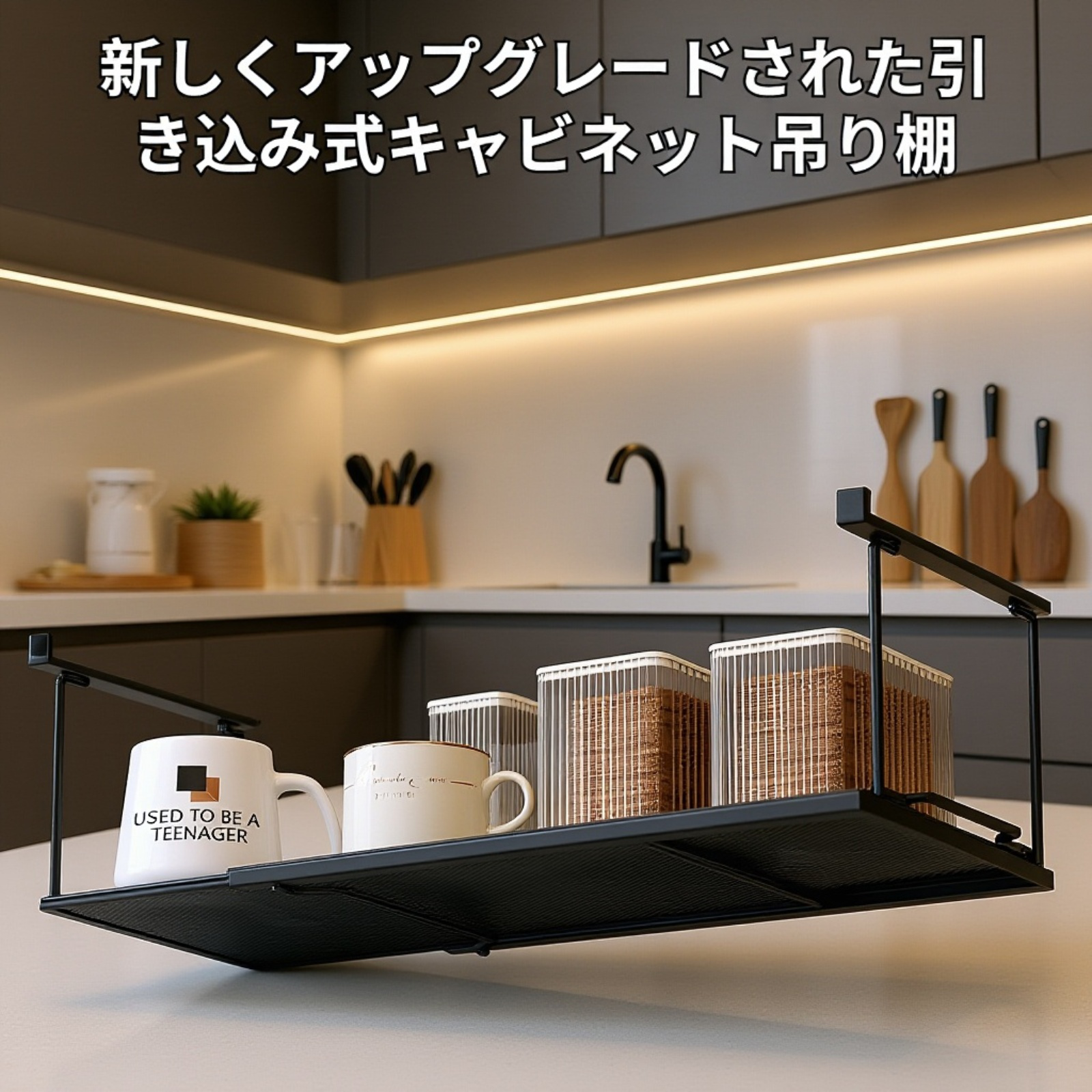 引き込み式吊り下げキャビネットバスケットの全体画像