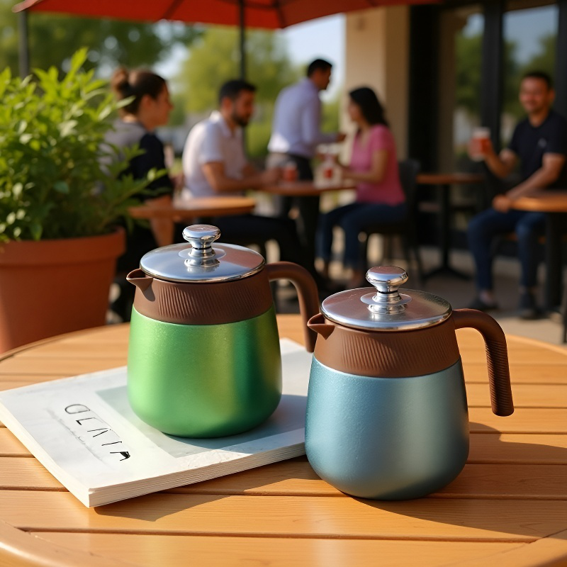 Tetera de gran capacidad con interior de titanio y función de separación, color uniforme