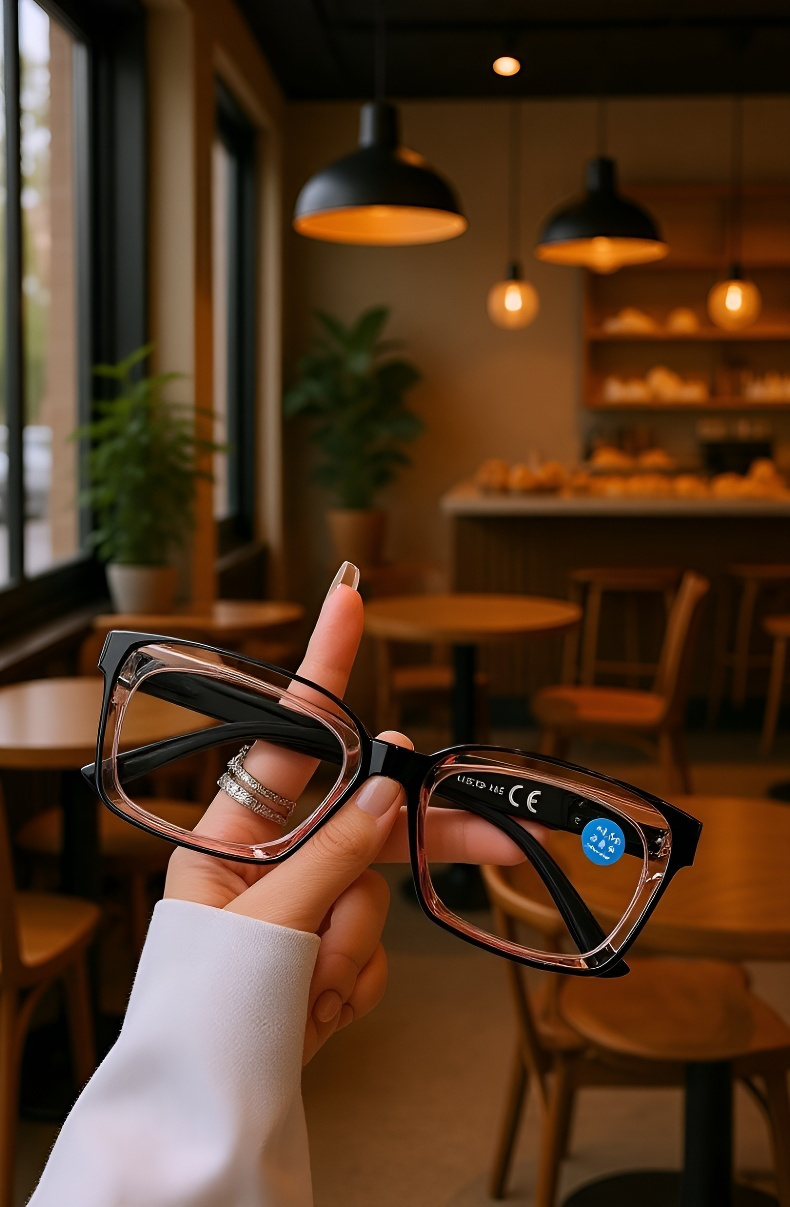 Fashionable reading glasses with anti-blue light lenses