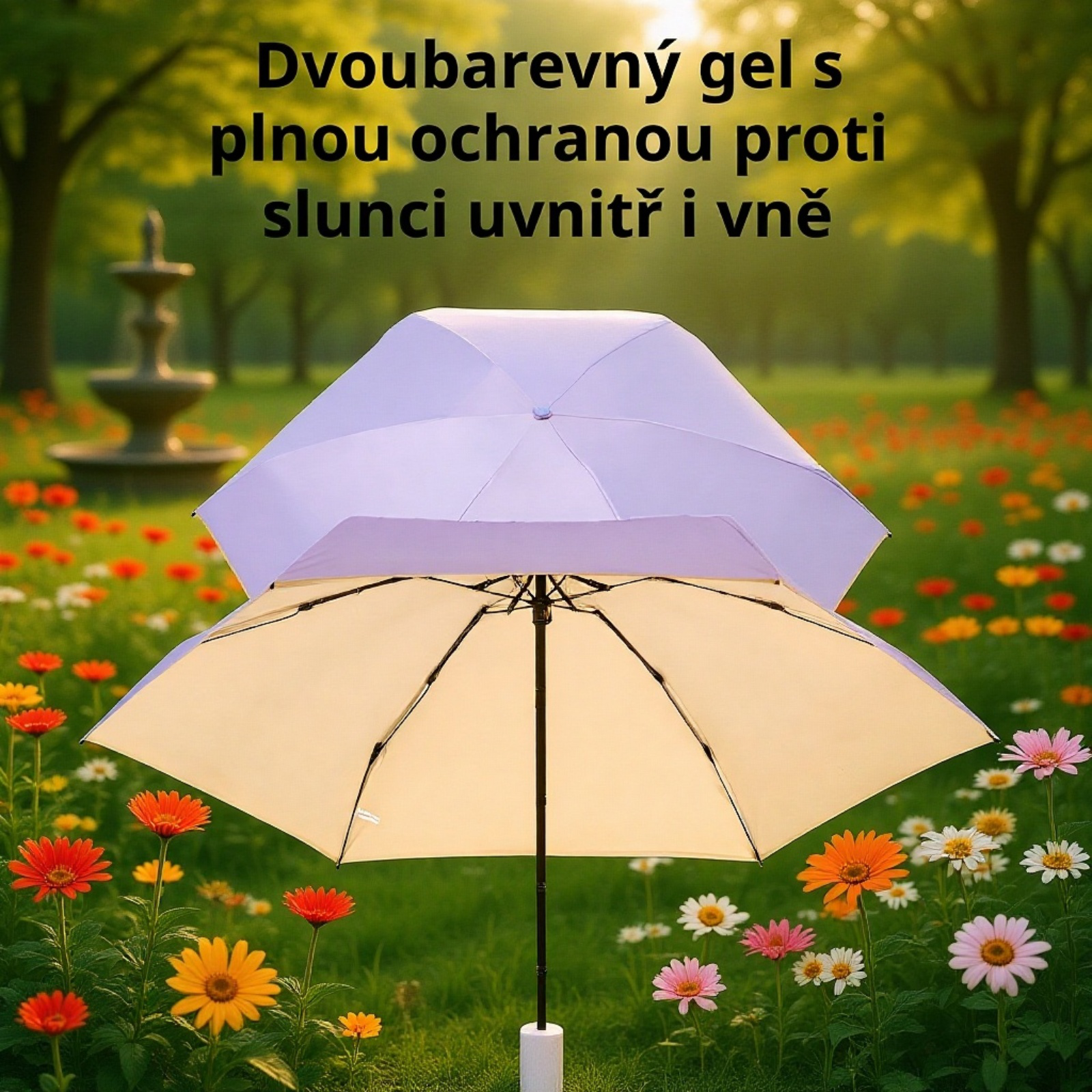 Malý skládací slunečník, lehký a snadno přenosný