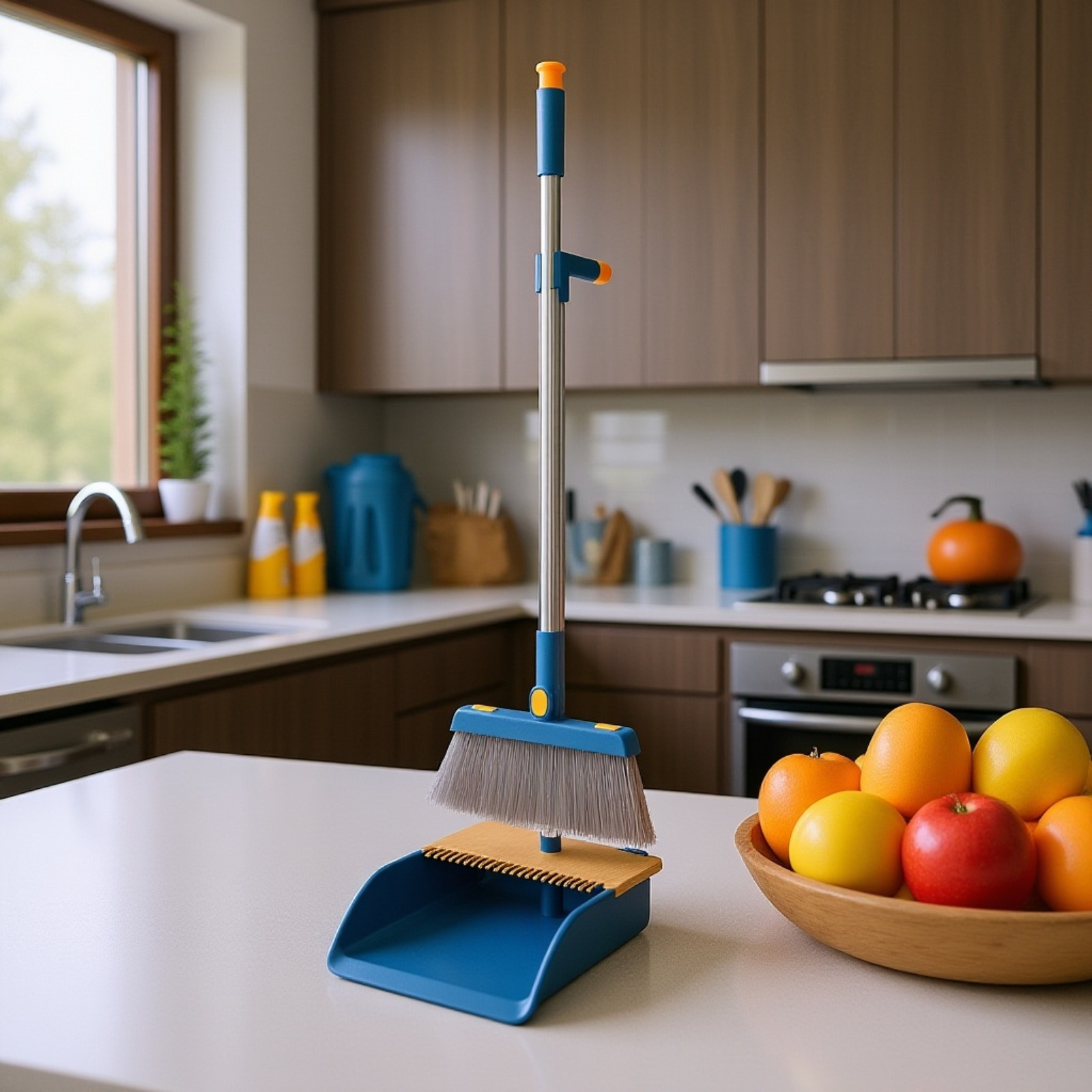 柔らかい毛のほうきとコンビネーションちりとり